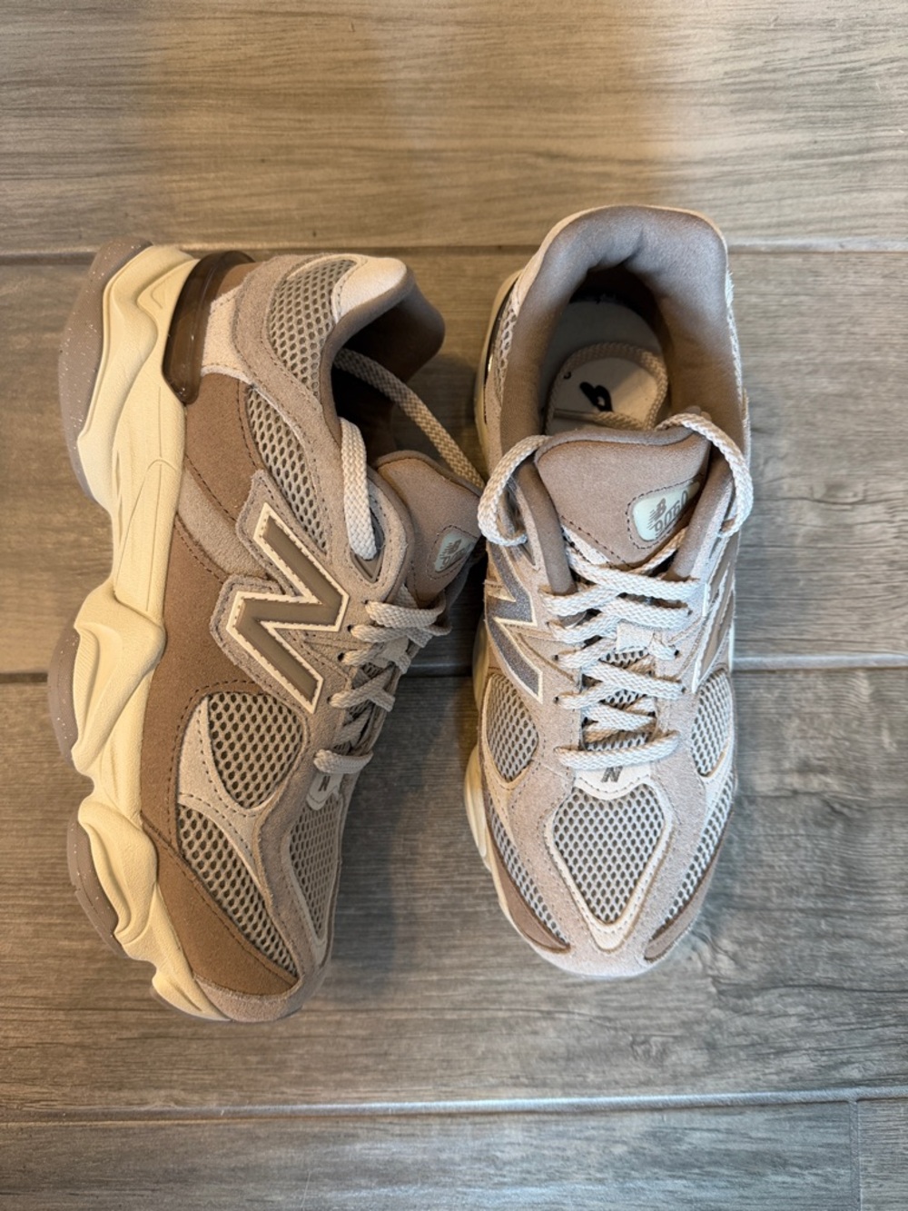 New Balance 9060 - Neutral Beige and Cream Chunky Sneakers